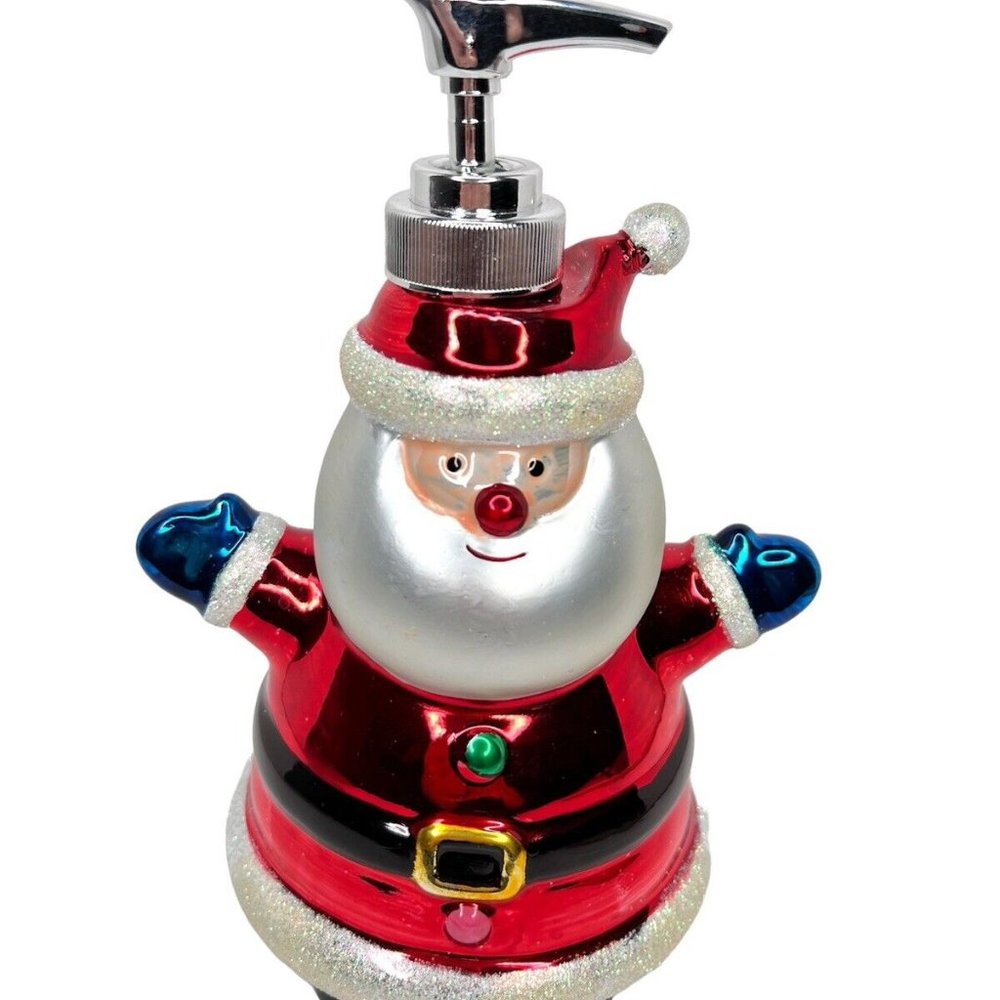 Christmas Santa Mercury Glass Soap Dispenser Lotion Novelty Bath Kitchen NOS